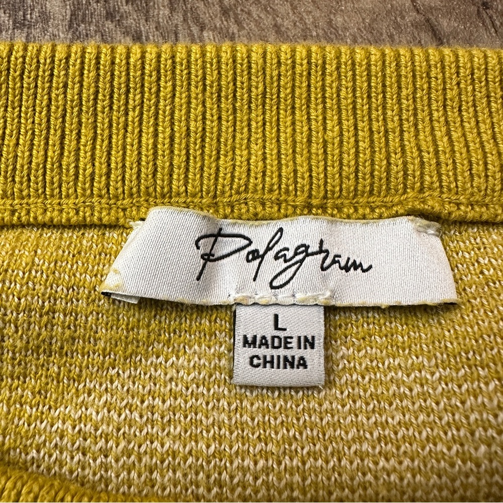 Polagram Floral Knit Cotton Blend Sweater Women’s Size L Mustard Yellow - Picture 2 of 7